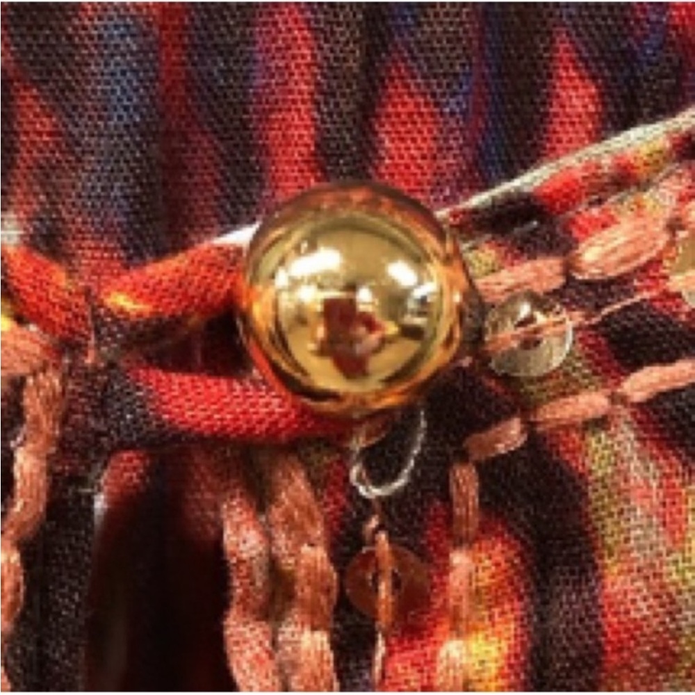 REBECCA MALONE Bright Fall Colored BLOUSE With SPARKLING Sequins Size SMALL - Picture 5 of 11